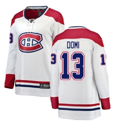 Women's Montreal Canadiens #13 Max Domi Authentic White Away Fanatics Branded Breakaway NHL Jersey