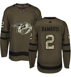 Men's Adidas Nashville Predators #2 Dan Hamhuis Authentic Green Salute to Service NHL Jersey