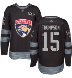 Men's Adidas Florida Panthers #15 Paul Thompson Authentic Black 1917-2017 100th Anniversary NHL Jersey