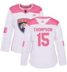 Women's Adidas Florida Panthers #15 Paul Thompson Authentic White Pink Fashion NHL Jersey