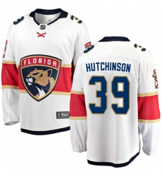 Youth Florida Panthers #39 Michael Hutchinson Authentic White Away Fanatics Branded Breakaway NHL Jersey
