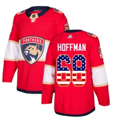 Men's Adidas Florida Panthers #68 Mike Hoffman Authentic Red USA Flag Fashion NHL Jersey