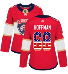 Women's Adidas Florida Panthers #68 Mike Hoffman Authentic Red USA Flag Fashion NHL Jersey