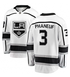Men's Los Angeles Kings #3 Dion Phaneuf Authentic White Away Fanatics Branded Breakaway NHL Jersey