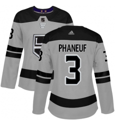 Women's Adidas Los Angeles Kings #3 Dion Phaneuf Authentic Gray Alternate NHL Jersey