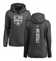 NHL Women's Adidas Los Angeles Kings #31 Peter Budaj Charcoal One Color Backer Pullover Hoodie
