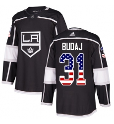 Youth Adidas Los Angeles Kings #31 Peter Budaj Authentic Black USA Flag Fashion NHL Jersey