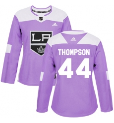 Women's Adidas Los Angeles Kings #44 Nate Thompson Authentic Purple Fights Cancer Practice NHL Jersey