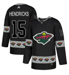 Men's Adidas Minnesota Wild #15 Matt Hendricks Authentic Black Team Logo Fashion NHL Jersey