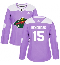 Women's Adidas Minnesota Wild #15 Matt Hendricks Authentic Purple Fights Cancer Practice NHL Jersey