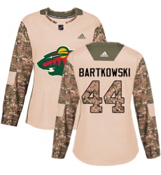 Women's Adidas Minnesota Wild #44 Matt Bartkowski Authentic Camo Veterans Day Practice NHL Jersey