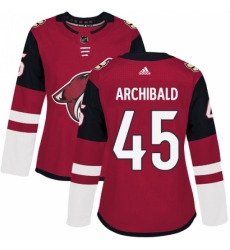 Women's Adidas Arizona Coyotes #45 Josh Archibald Authentic Burgundy Red Home NHL Jersey