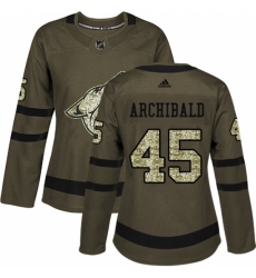 Women's Adidas Arizona Coyotes #45 Josh Archibald Authentic Green Salute to Service NHL Jersey