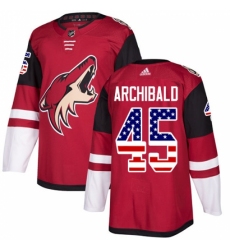 Youth Adidas Arizona Coyotes #45 Josh Archibald Authentic Red USA Flag Fashion NHL Jersey