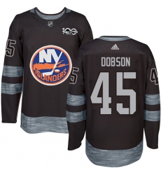 Men's Adidas New York Islanders #45 Noah Dobson Authentic Black 1917-2017 100th Anniversary NHL Jersey