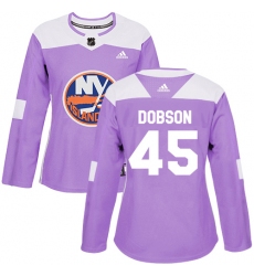 Women's Adidas New York Islanders #45 Noah Dobson Authentic Purple Fights Cancer Practice NHL Jersey