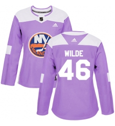 Women's Adidas New York Islanders #46 Bode Wilde Authentic Purple Fights Cancer Practice NHL Jersey