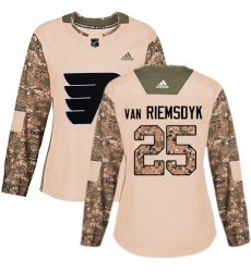 Women's Adidas Philadelphia Flyers #25 James Van Riemsdyk Authentic Camo Veterans Day Practice NHL Jersey