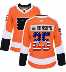Women's Adidas Philadelphia Flyers #25 James Van Riemsdyk Authentic Orange USA Flag Fashion NHL Jersey