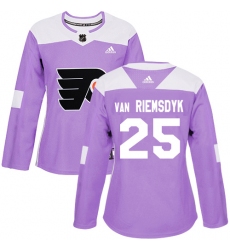 Women's Adidas Philadelphia Flyers #25 James Van Riemsdyk Authentic Purple Fights Cancer Practice NHL Jersey
