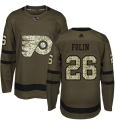 Youth Adidas Philadelphia Flyers #26 Christian Folin Premier Green Salute to Service NHL Jersey