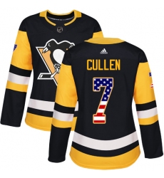 Women's Adidas Pittsburgh Penguins #7 Matt Cullen Authentic Black USA Flag Fashion NHL Jersey