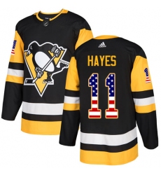Men's Adidas Pittsburgh Penguins #11 Jimmy Hayes Authentic Black USA Flag Fashion NHL Jersey