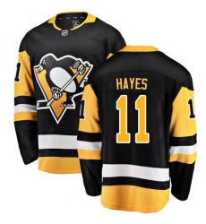 Men's Pittsburgh Penguins #11 Jimmy Hayes Authentic Black Home Fanatics Branded Breakaway NHL Jersey