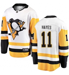 Men's Pittsburgh Penguins #11 Jimmy Hayes Authentic White Away Fanatics Branded Breakaway NHL Jersey