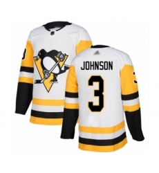 Men's Pittsburgh Penguins #3 Jack Johnson Authentic White Away Hockey Jersey