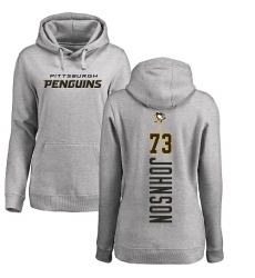 NHL Women's Adidas Pittsburgh Penguins #73 Jack Johnson Ash Backer Pullover Hoodie