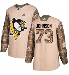 Youth Adidas Pittsburgh Penguins #73 Jack Johnson Authentic Camo Veterans Day Practice NHL Jersey