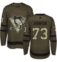 Youth Adidas Pittsburgh Penguins #73 Jack Johnson Authentic Green Salute to Service NHL Jersey
