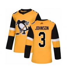 Youth Pittsburgh Penguins #3 Jack Johnson Authentic Gold Alternate Hockey Jersey
