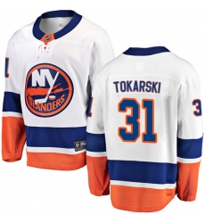 Men's New York Islanders #31 Dustin Tokarski Fanatics Branded White Away Breakaway NHL Jersey
