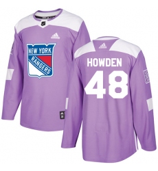 Men's Adidas New York Rangers #48 Brett Howden Authentic Purple Fights Cancer Practice NHL Jersey