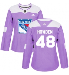 Women's Adidas New York Rangers #48 Brett Howden Authentic Purple Fights Cancer Practice NHL Jersey