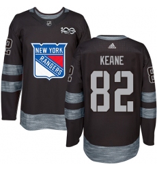 Men's Adidas New York Rangers #82 Joey Keane Authentic Black 1917-2017 100th Anniversary NHL Jersey