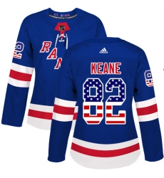 Women's Adidas New York Rangers #82 Joey Keane Authentic Royal Blue USA Flag Fashion NHL Jersey