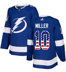 Men's Adidas Tampa Bay Lightning #10 J.T. Miller Authentic Blue USA Flag Fashion NHL Jersey