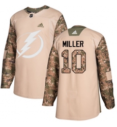Men's Adidas Tampa Bay Lightning #10 J.T. Miller Authentic Camo Veterans Day Practice NHL Jersey