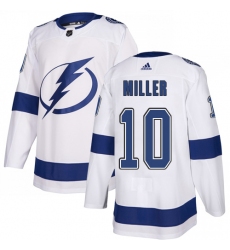 Men's Adidas Tampa Bay Lightning #10 J.T. Miller Authentic White Away NHL Jersey
