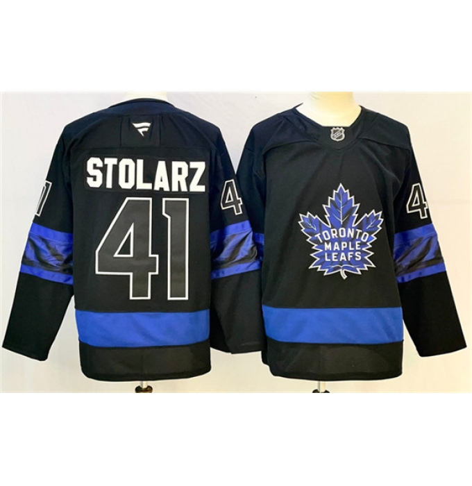 Men's Toronto Maple Leafs #41 Anthony Stolarz Black 2024-25 Stitched Hockey Jersey