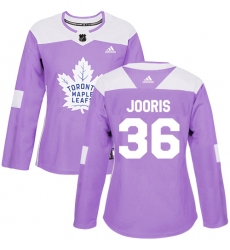 Women's Adidas Toronto Maple Leafs #36 Josh Jooris Authentic Purple Fights Cancer Practice NHL Jersey