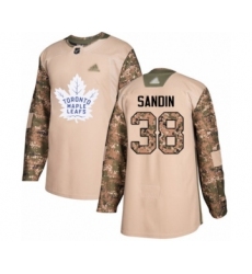 Men's Toronto Maple Leafs #38 Rasmus Sandin Authentic Camo Veterans Day Practice Hockey Jersey