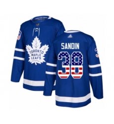 Youth Toronto Maple Leafs #38 Rasmus Sandin Authentic Royal Blue USA Flag Fashion Hockey Jersey