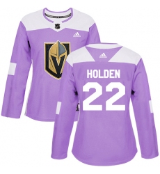 Women's Adidas Vegas Golden Knights #22 Nick Holden Authentic Purple Fights Cancer Practice NHL Jersey