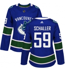 Women's Adidas Vancouver Canucks #59 Tim Schaller Authentic Blue Home NHL Jersey