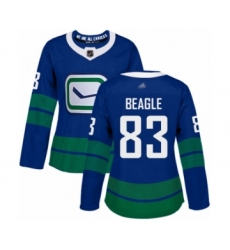 Women's Vancouver Canucks #83 Jay Beagle Authentic Royal Blue Alternate Hockey Jersey