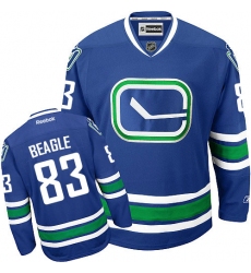 Youth Reebok Vancouver Canucks #83 Jay Beagle Authentic Royal Blue Third NHL Jersey
